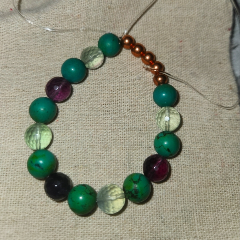 Natural Beaded Stretch Bracelet Sz 7.5